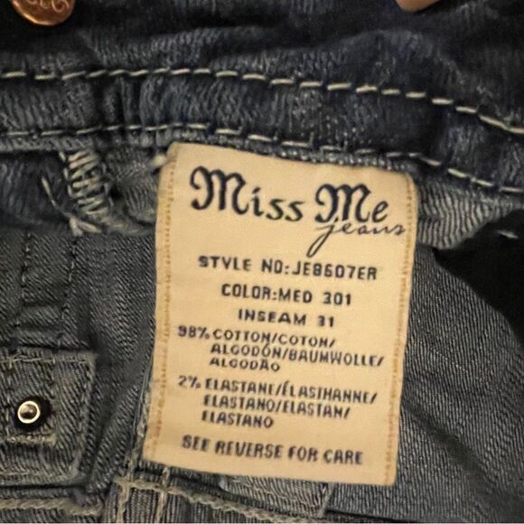 MISS ME Mid Rise Easy Boot Embellished  Denim Jeans Blue Style JE8607ER Size 30 - Picture 8 of 14